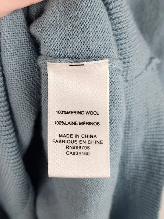 Rebecca Taylor 100% Merino Wool Ruffle Trim Mockneck Sweater Blue sz S *read* - Picture 8 of 11